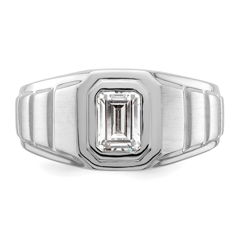 IBGoodman 14k White Gold 1 carat Lab Grown Diamond VS+ F+ Radiant Complete Men's Ring
