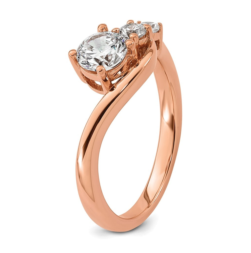 14k Rose Gold 3/4 carat Lab Grown Diamond VS+ F+ Round Complete Engagement Ring