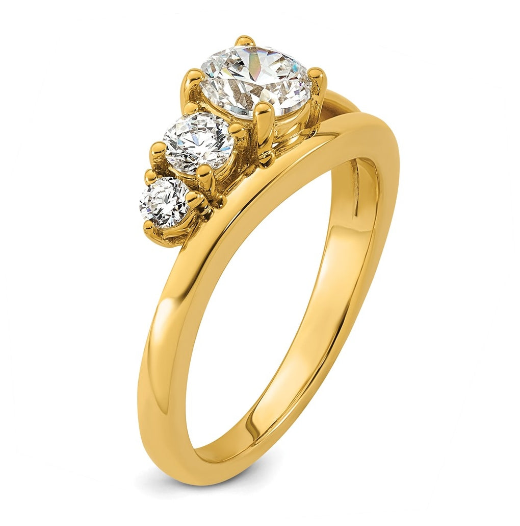 14k Yellow Gold 1 carat Lab Grown Diamond VS+ F+ Round Complete Engagement Ring