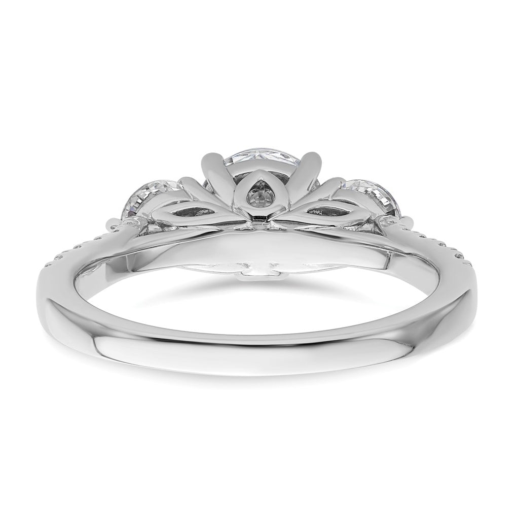 14k White Gold 1 3/4 carat Lab Grown Diamond VS+ F+ Round Complete Three Stone Engagement Ring