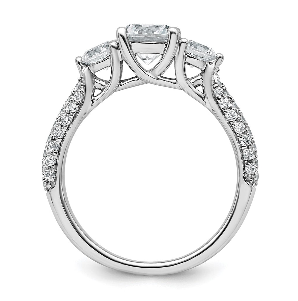 14k White Gold 1 3/4 carat Certified Lab Grown Diamond VS+ F+ Complete Round Three Stone Engagement Ring