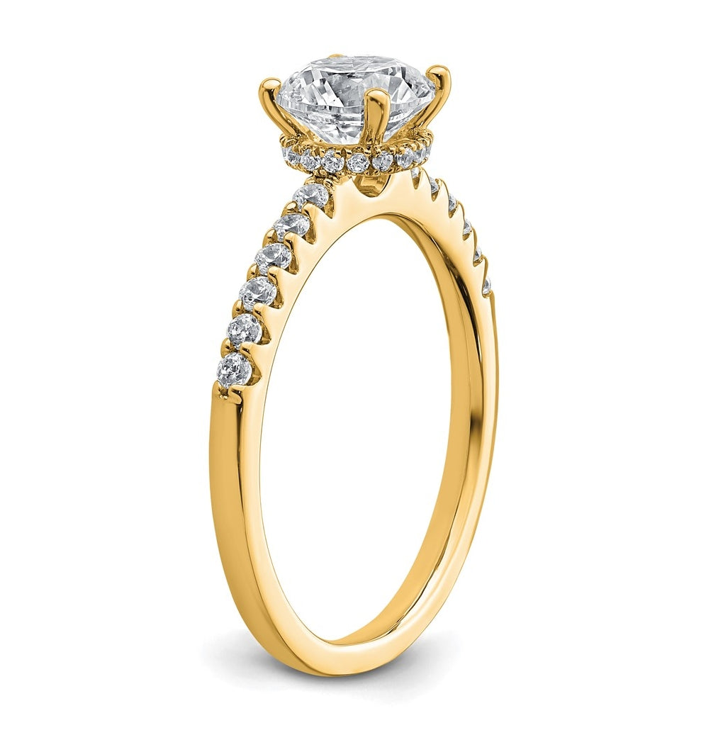 14k Yellow Gold 1 1/4 carat Lab Grown Diamond VS+ F+ Round Complete Engagement Ring