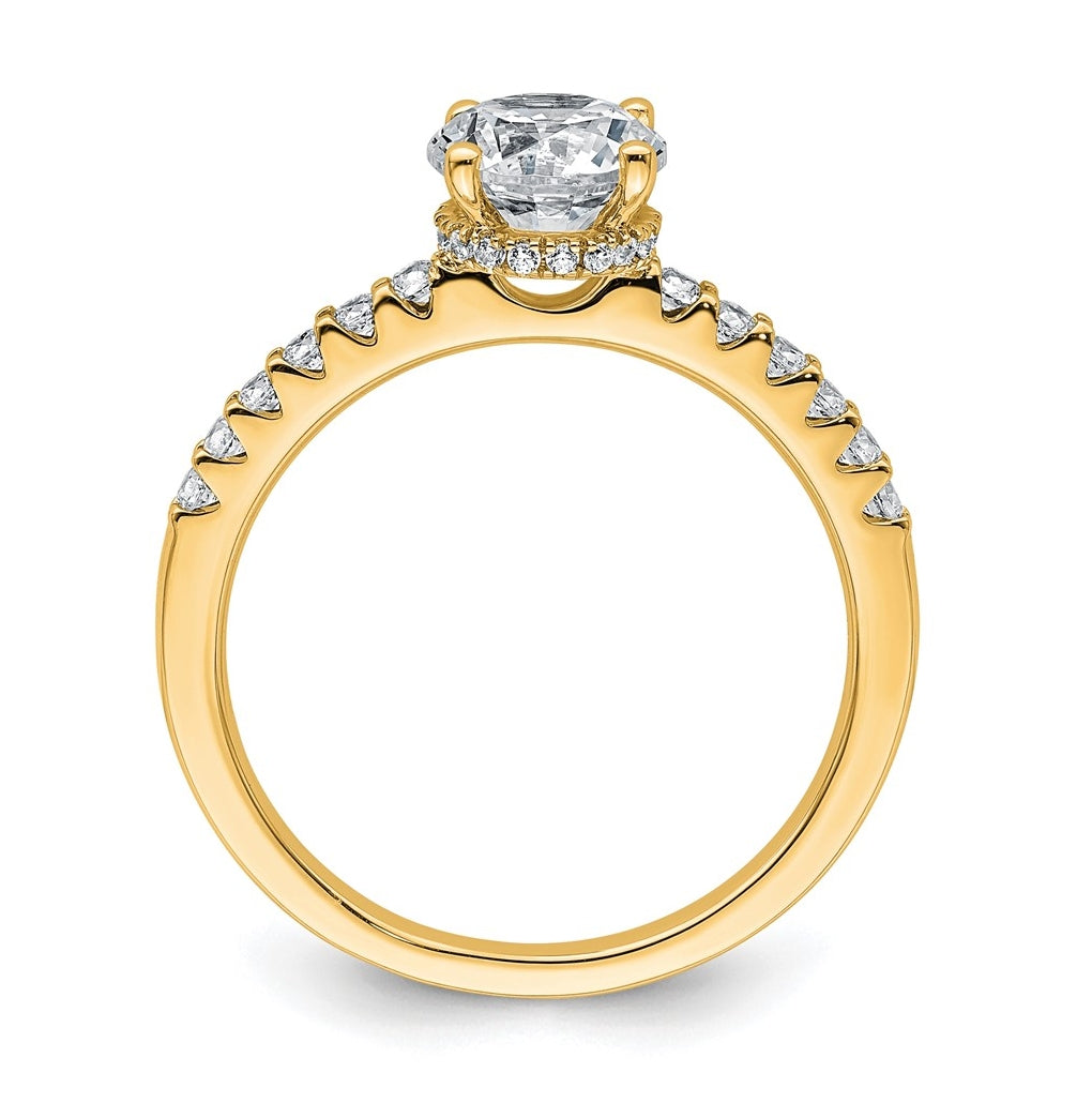 14k Yellow Gold 1 1/4 carat Certified Lab Grown Diamond VS+ F+ Round Complete Engagement Ring