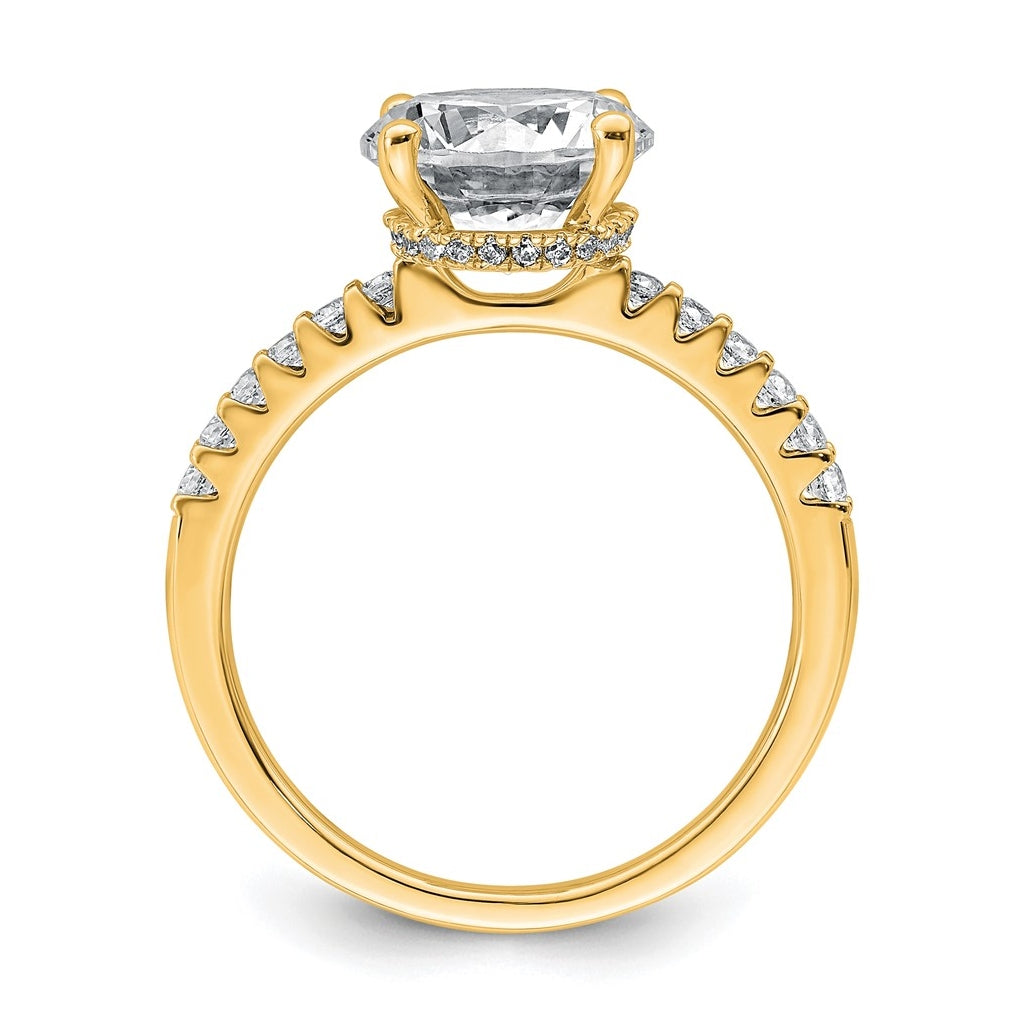 14k Yellow Gold 2 3/4 carat Certified Lab Grown Diamond VS+ F+ Round Complete Engagement Ring