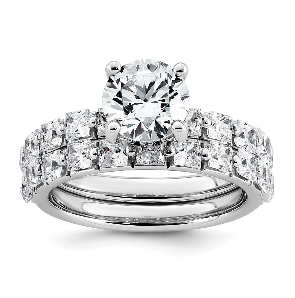 14k White Gold 2 1/2 carat Lab Grown Diamond VS+ F+ Round Complete Engagement Ring