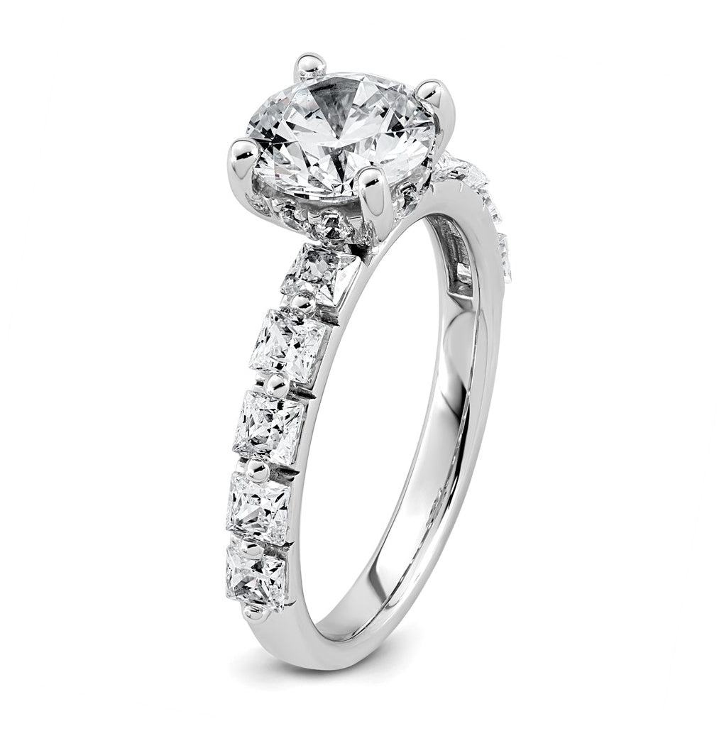 14k White Gold 2 1/2 carat Certified Lab Grown Diamond VS+ F+ Round Complete Engagement Ring