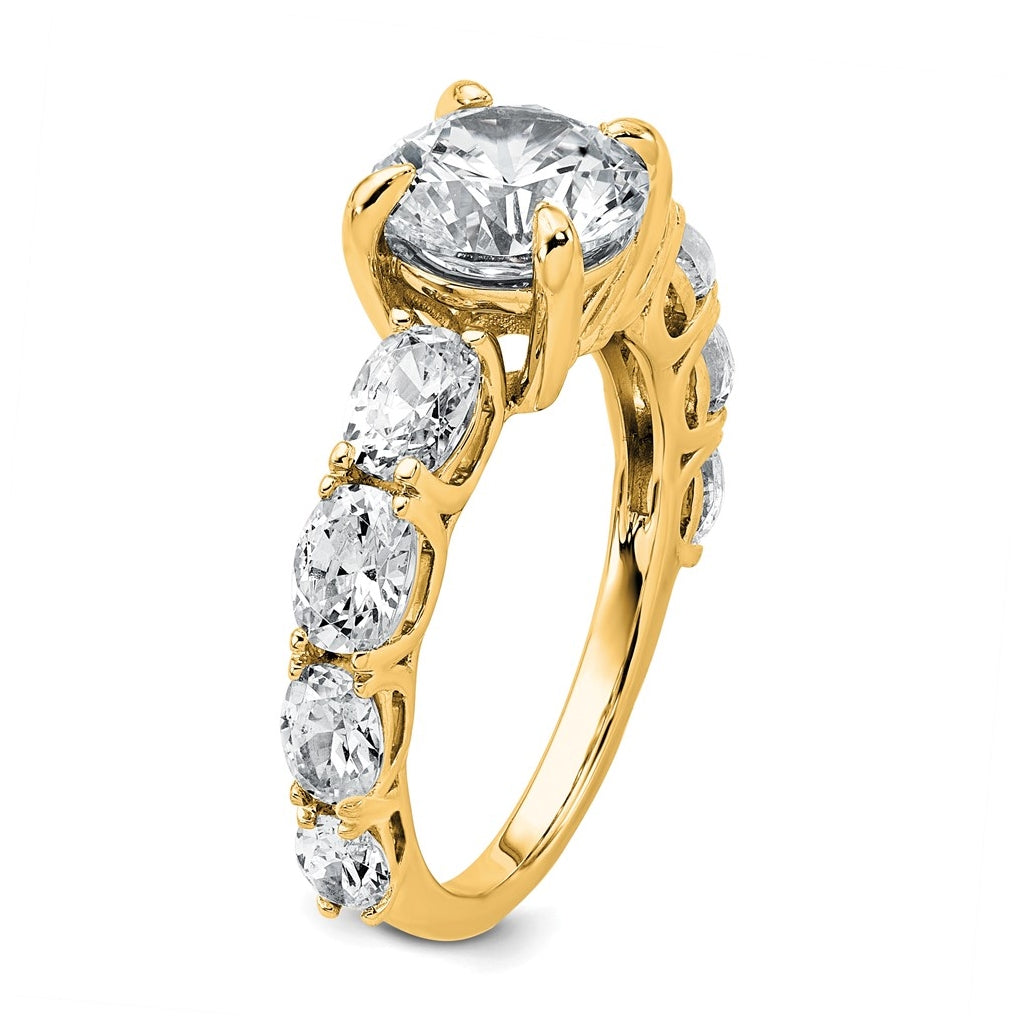 14k Yellow Gold 3 3/4 Certified Lab Grown Diamond VS+ F+ Round Complete Engagement Ring