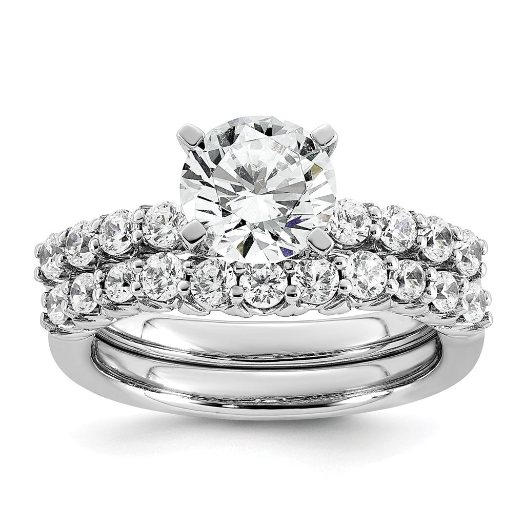 14k White Gold 1 7/8 carat Lab Grown Diamond VS+ F+ Round Complete Engagement Ring