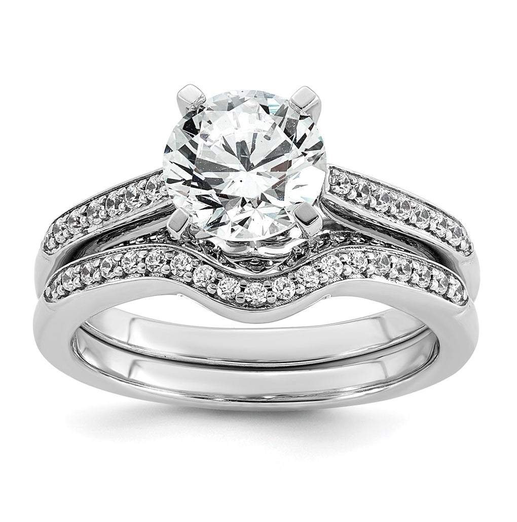 14k White Gold 1 3/4 carat Lab Grown Diamond VS+ F+ Round Complete Engagement Ring