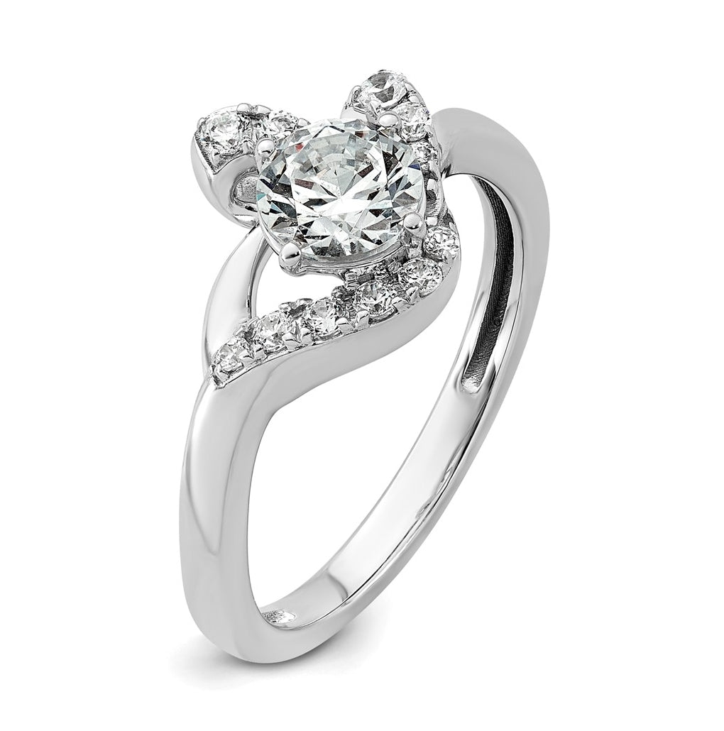14k White Gold 7/8 carat Lab Grown Diamond VS+ F+ Round Complete Engagement Ring