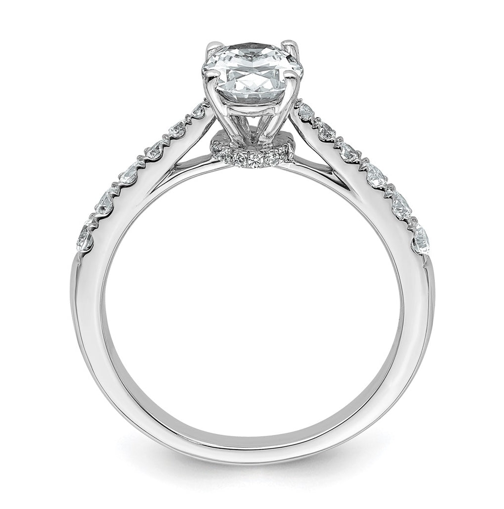 14k White Gold 1 1/2 carat Certified Lab Grown Diamond VS+ F+ Oval Complete Engagement Ring