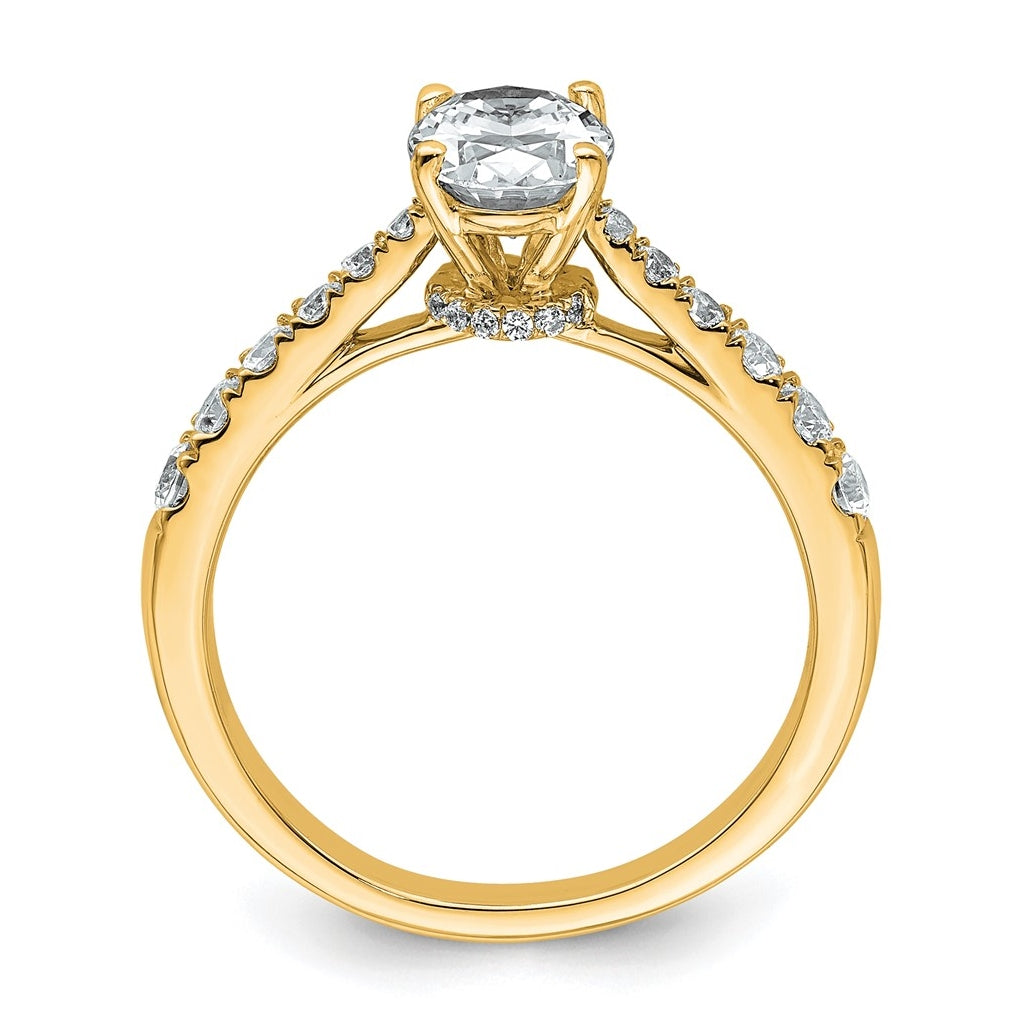 14k Yellow Gold 1 1/2 carat Certified Lab Grown Diamond VS+ F+ Oval Complete Engagement Ring
