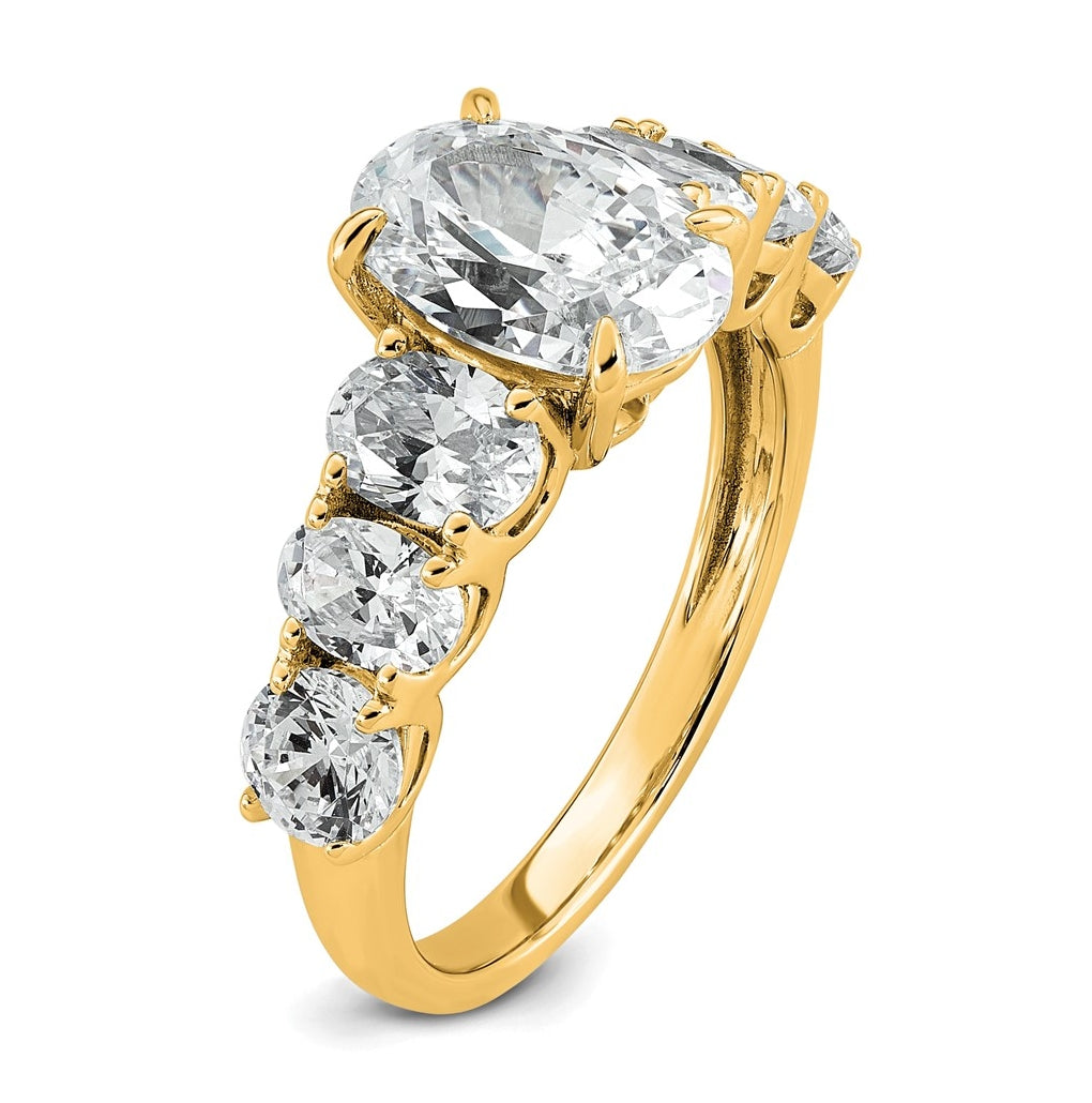 14k Yellow Gold 3 7/8 carat Certified Lab Grown Diamond VS+ F+ Oval Complete Engagement Ring