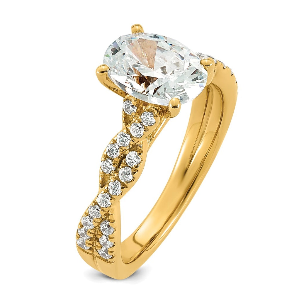 14k Yellow Gold 1 7/8 carat Certified Lab Grown Diamond VS+ F+ Oval Complete Engagement Ring