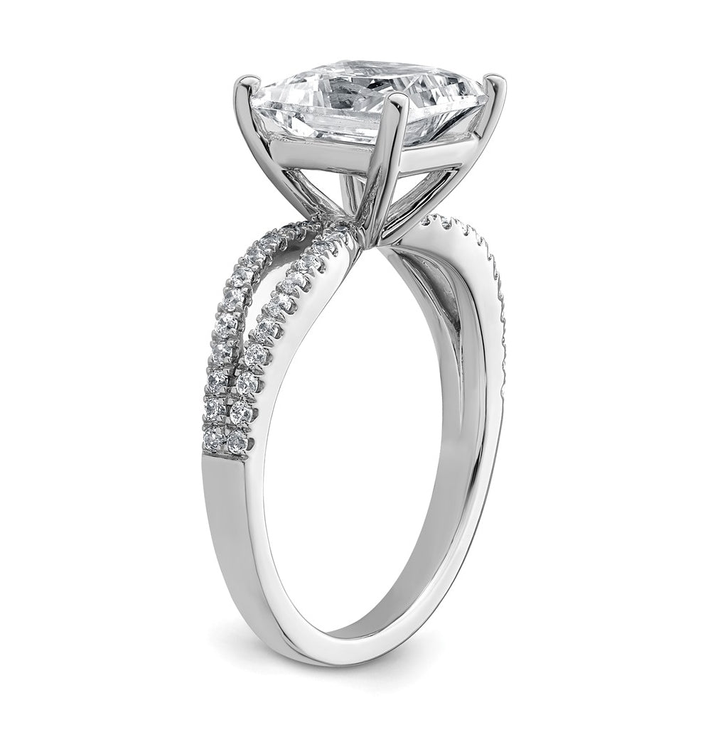 14K Yellow Or White Gold Lab Grown Diamond VS+ F+ Princess Complete Engagement Ring
