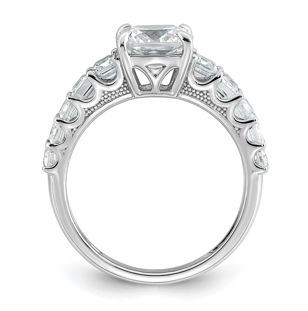 14k White Gold 3 3/8 carat Certified Lab Grown Diamond VS+ F+ Cushion Complete Engagement Ring