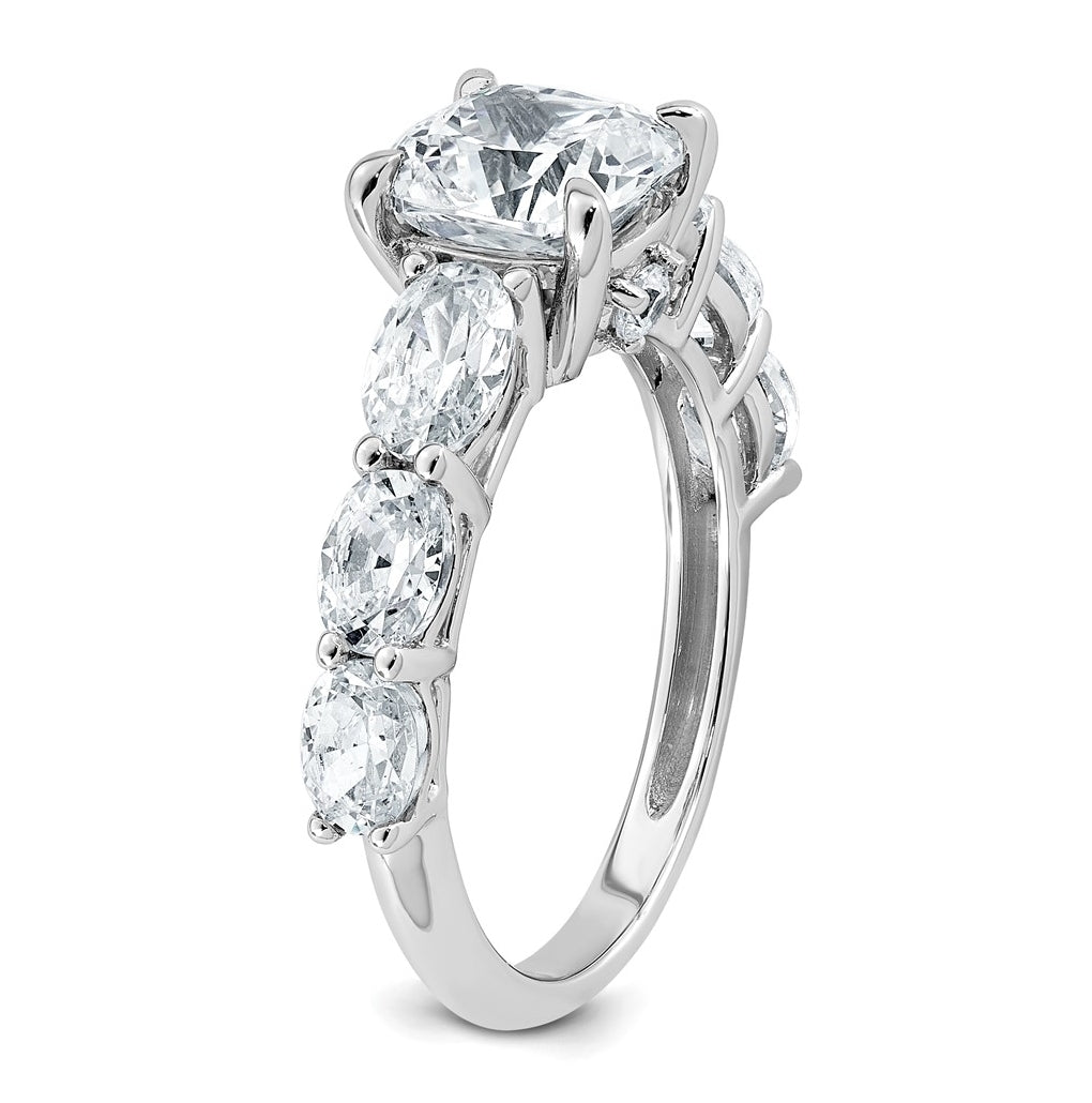 14k White Gold 3 3/4 carat Lab Grown Diamond VS+ F+ Cushion Complete Engagement Ring