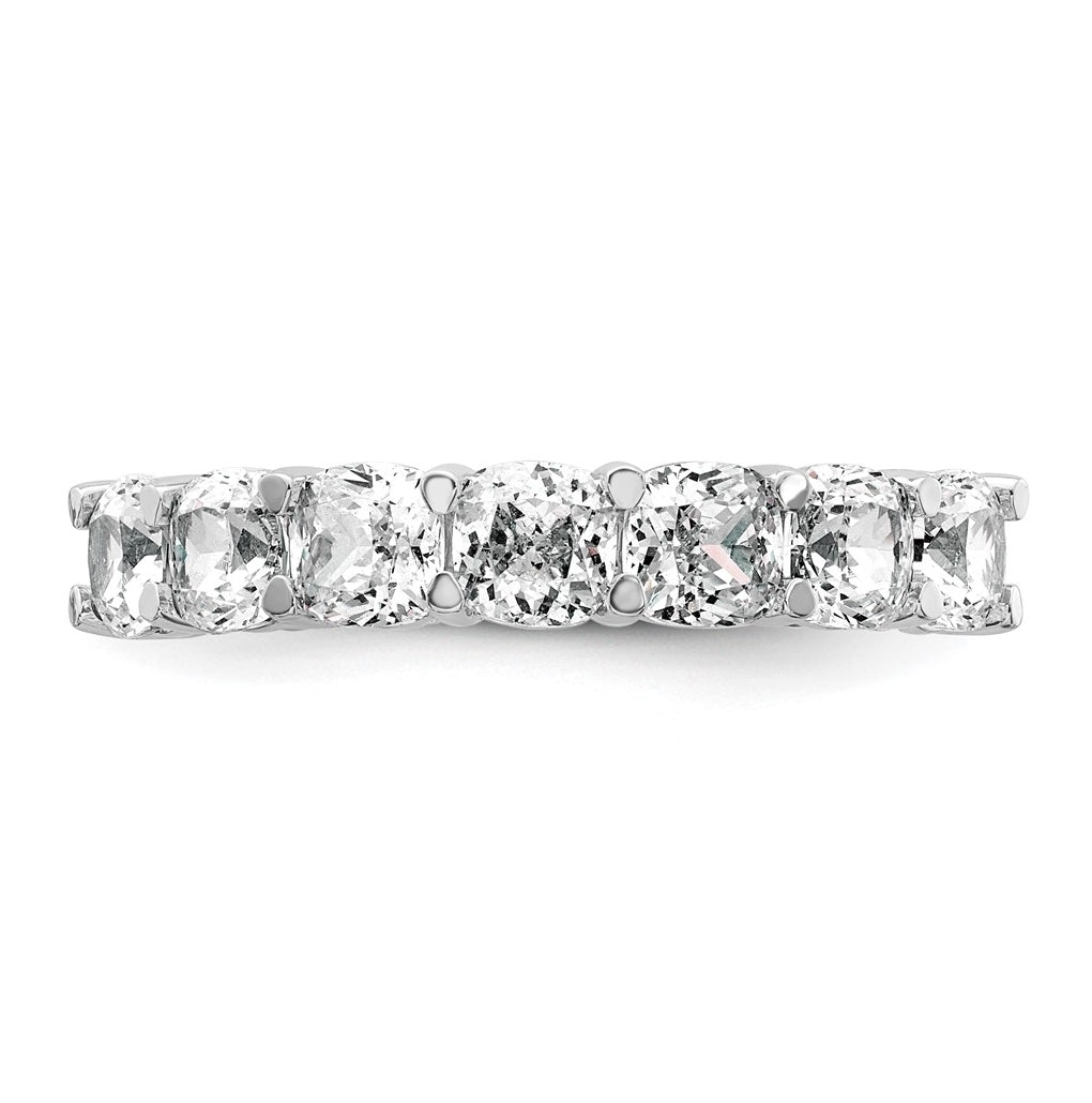 14k White Gold 2 1/2 carat Lab Grown Diamond VS+ F+ Cushion Complete Seven Stone Band