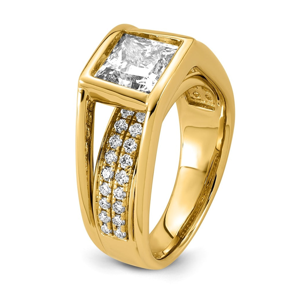 14K Yellow Gold 2 1/2ct Certified Princess Center Lab Grown Diamond VS+ F+ Ring
