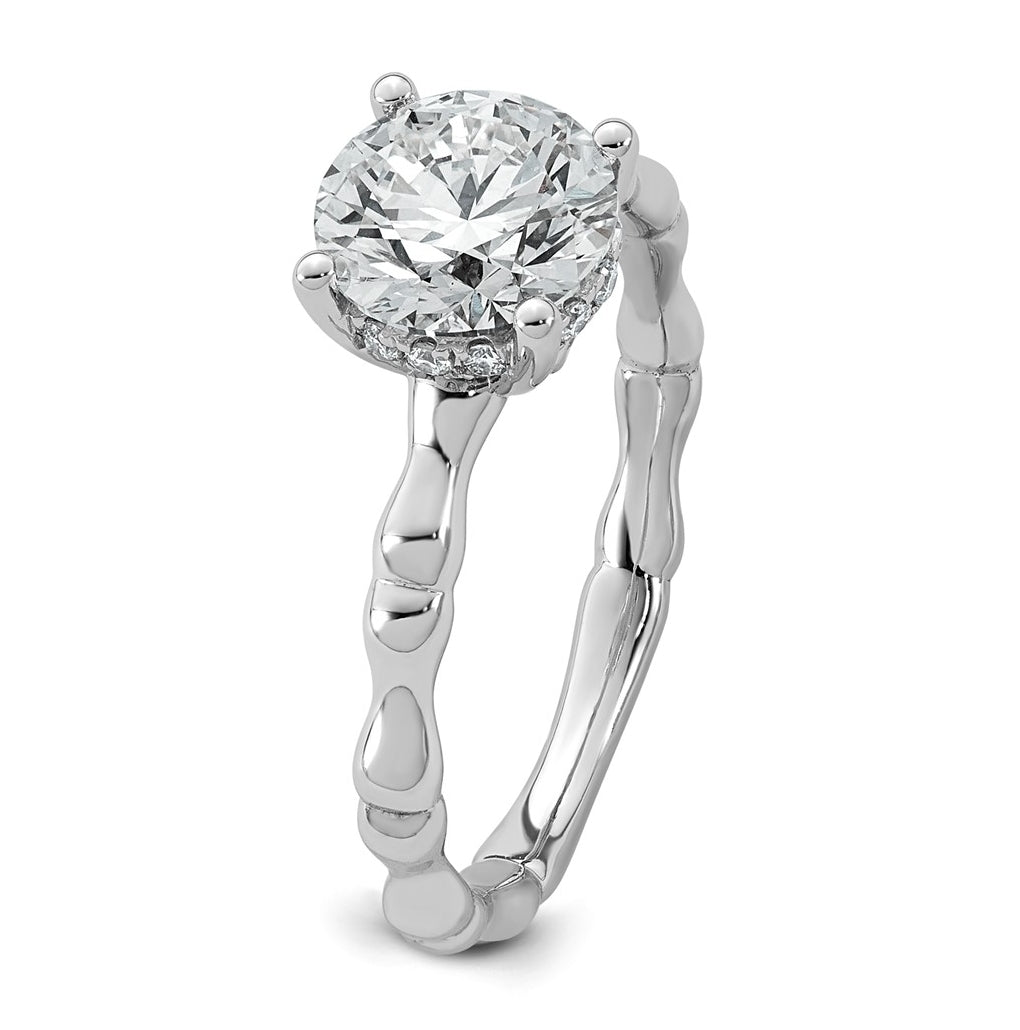 14K White Gold 1 5/8ct Certified Round Center Lab Grown Diamond VS+ F+ Ring