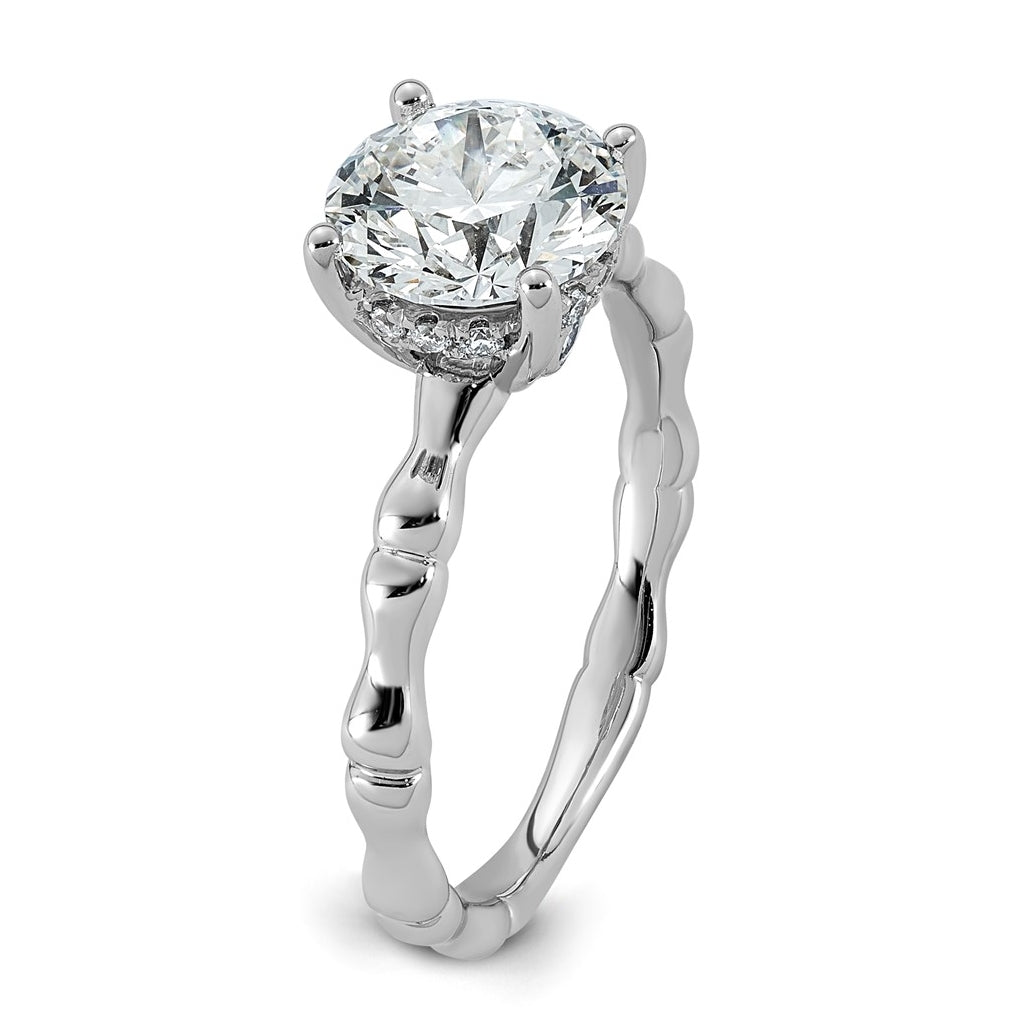 14K White Gold 2 1/8ct Certified Round Center Lab Grown Diamond VS+ F+ Ring