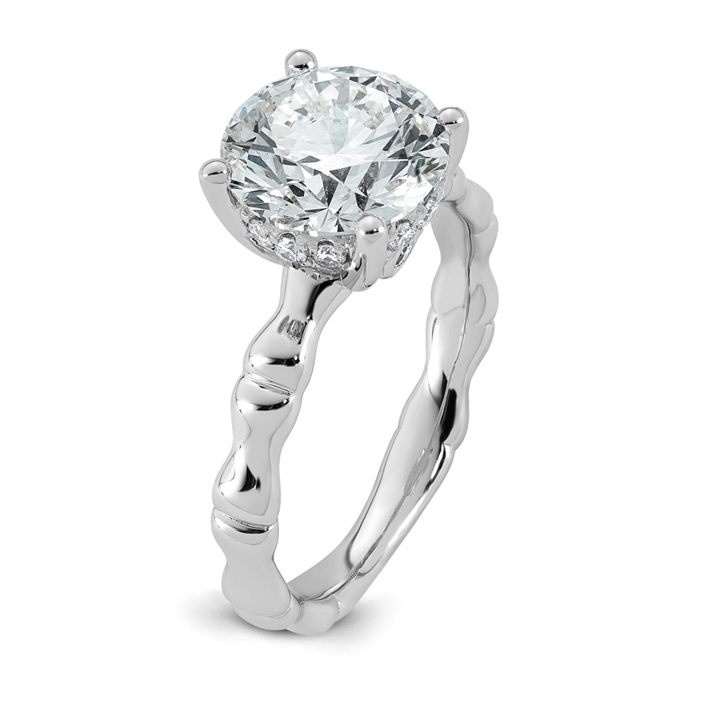 14K White Gold 3 1/5ct Certified Round Center Lab Grown Diamond VS+ F+ Ring