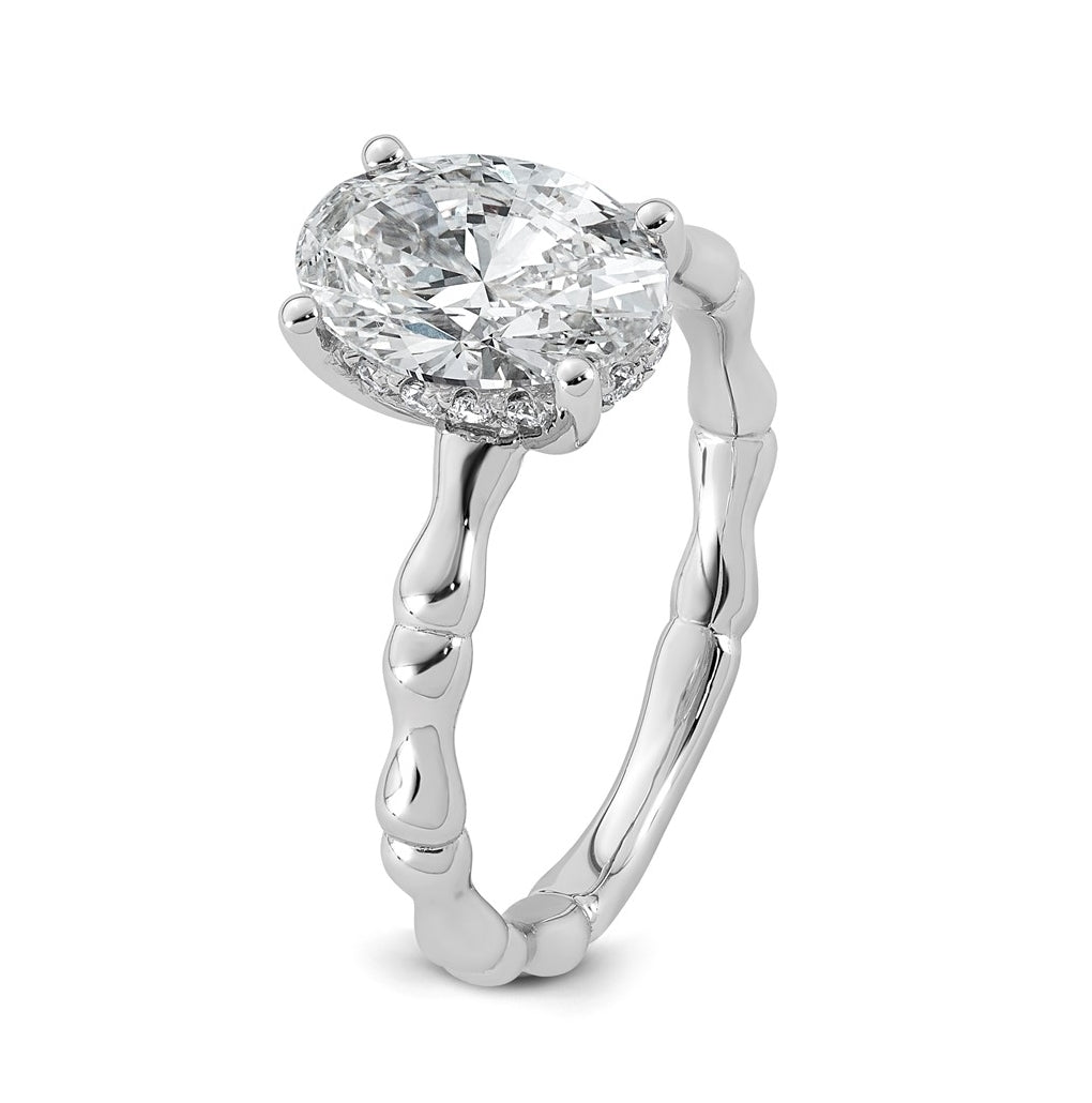 14K White Gold 2 1/8ct Certified Oval Center Lab Grown Diamond VS+ F+ Ring