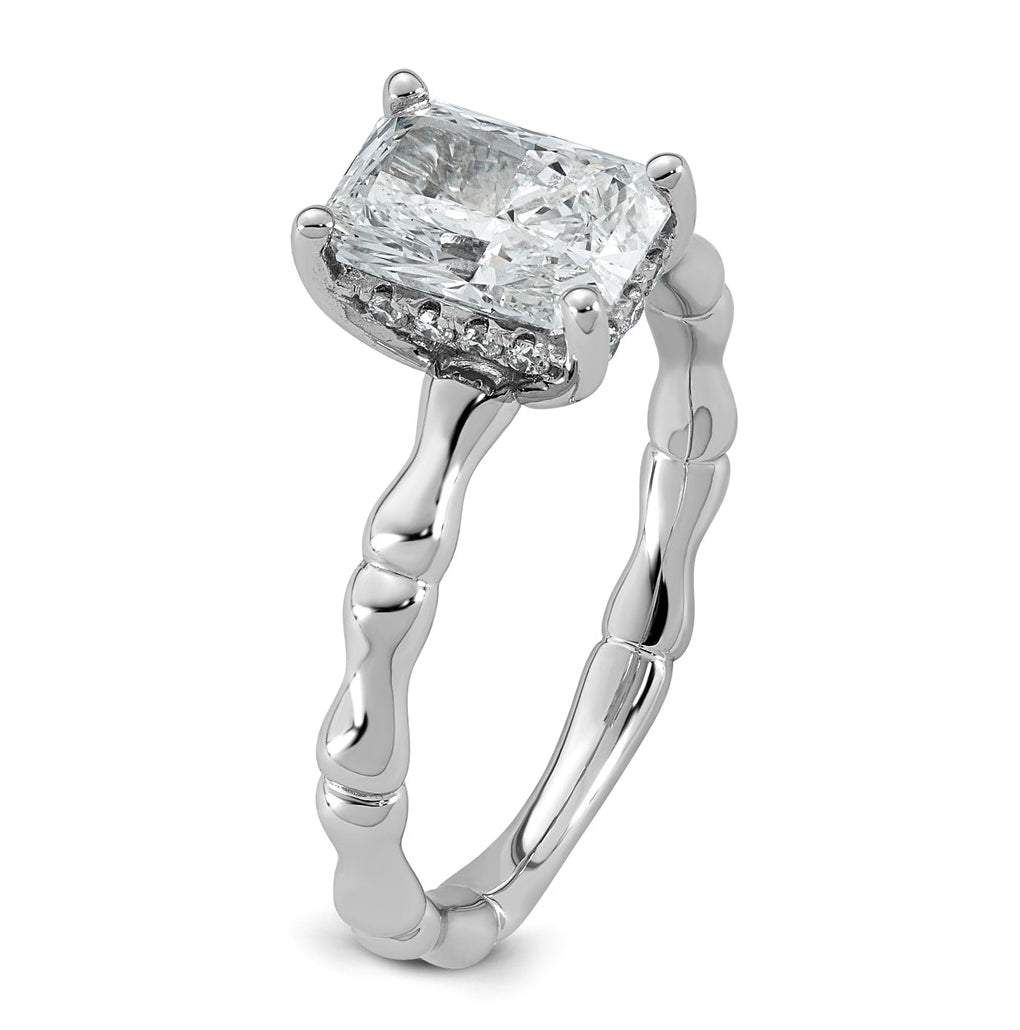 14K White Gold 1 5/8ct Certified Radiant Center Lab Grown Diamond VS+ F+ Ring