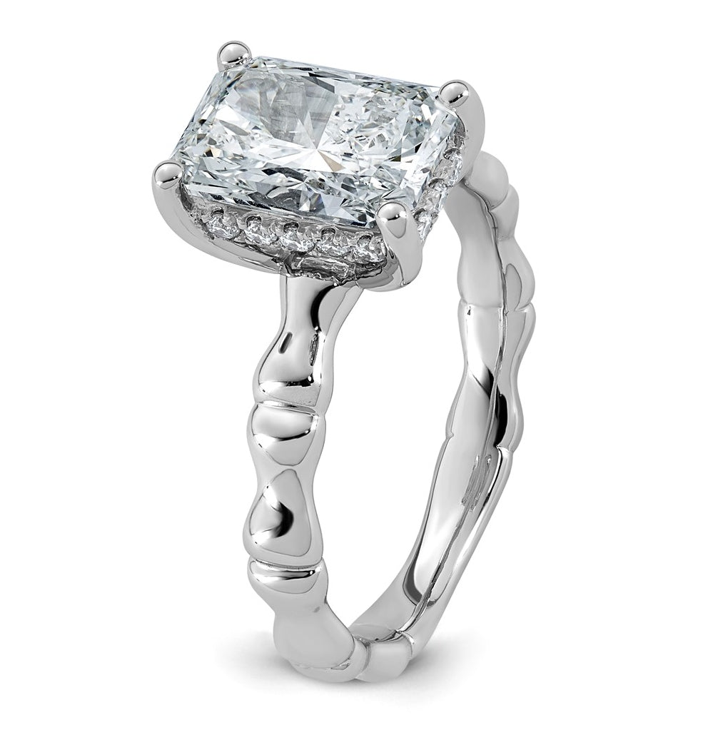 14K White Gold 2 3/4ct Certified Radiant Center Lab Grown Diamond VS+ F+ Ring