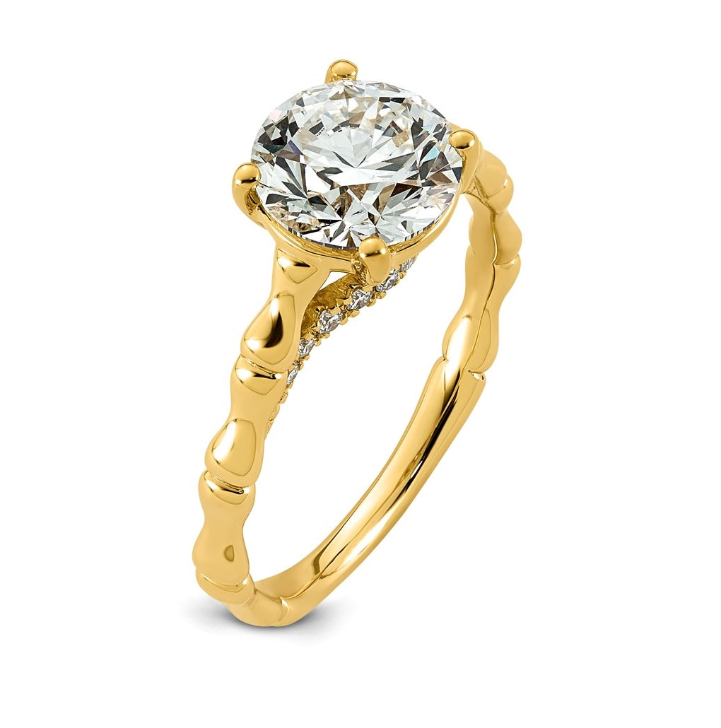 14K Yellow Gold 2 1/8ct Certified Round Center Lab Grown Diamond VS+ F+ Ring