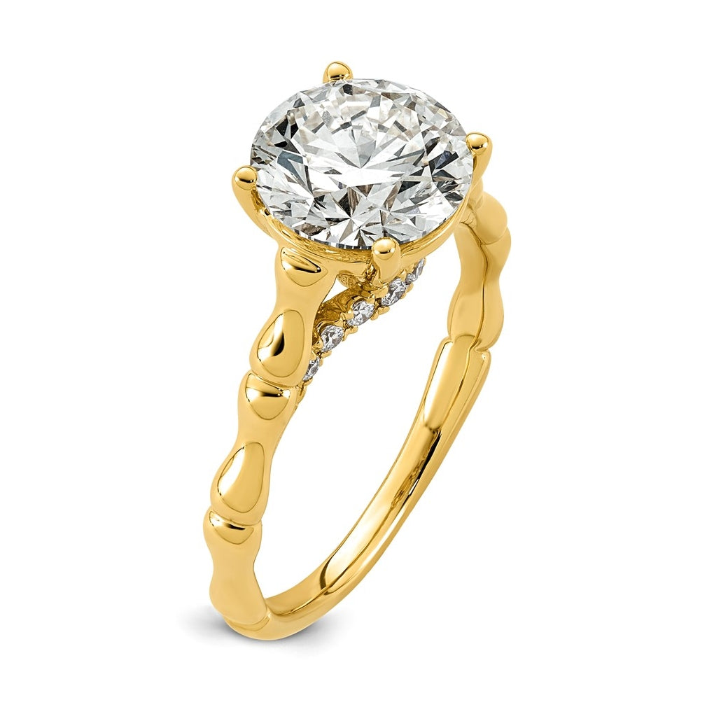 14K Yellow Gold 2 5/8ct Certified Round Center Lab Grown Diamond VS+ F+ Ring