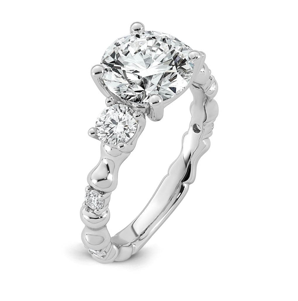 14K White Gold 3 1/6ct Certified Round Center Lab Grown Diamond VS+ F+ Ring