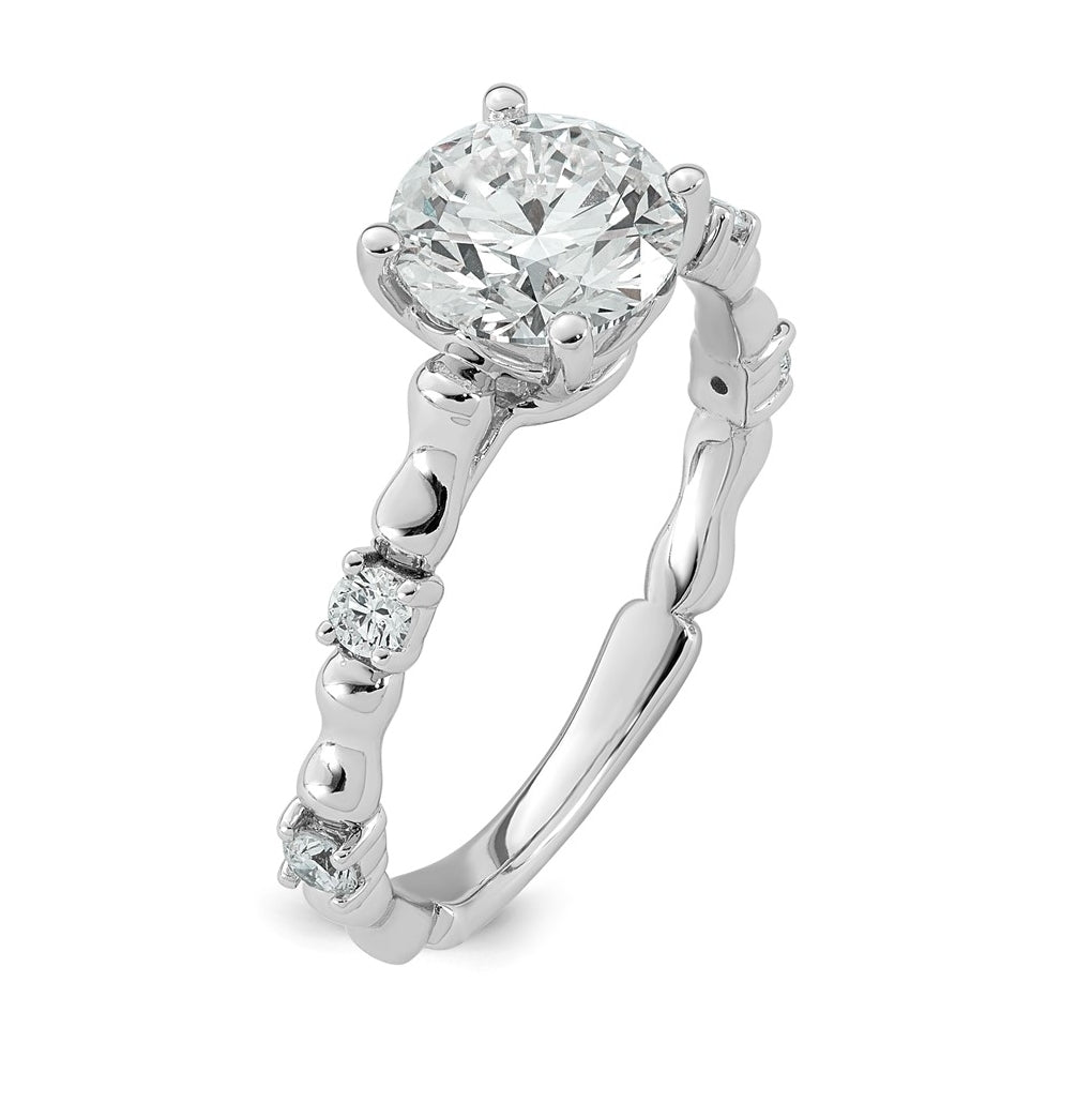 14K White Gold 1 5/8ct Certified Round Center Lab Grown Diamond VS+ F+ Ring
