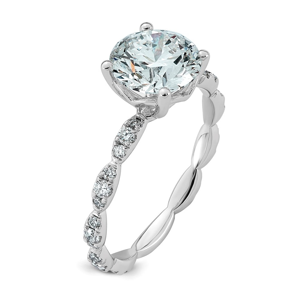 14K White Gold 2 1/3ct Certified Round Center Lab Grown Diamond VS+ F+ Ring