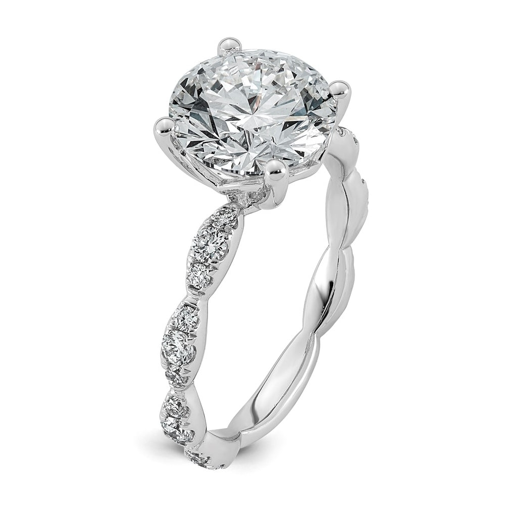 14K White Gold 3 1/2ct Certified Round Center Lab Grown Diamond VS+ F+ Ring