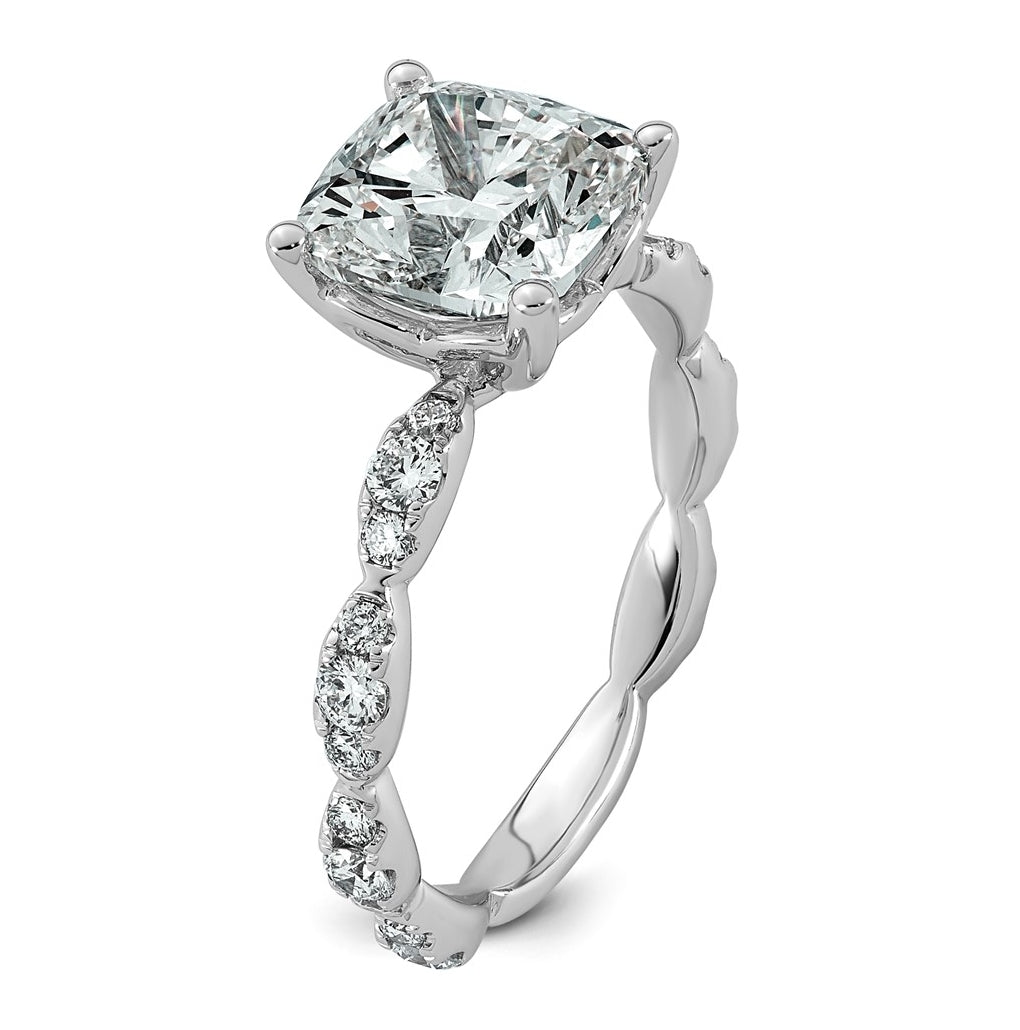 14K White Gold 3 1/2ct Certified Cushion Center Lab Grown Diamond VS+ F+ Ring