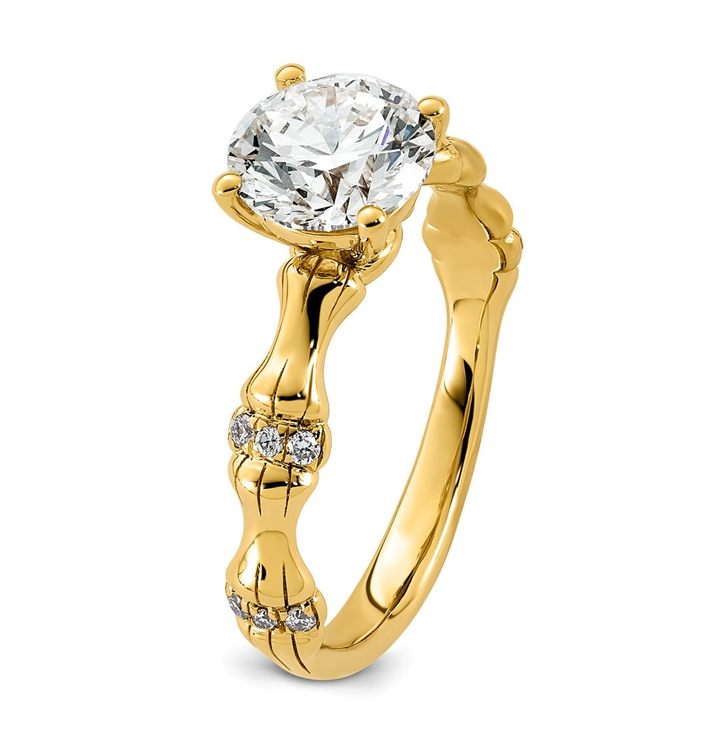 14K Yellow Gold 1 5/8ct Certified Round Center Lab Grown Diamond VS+ F+ Ring