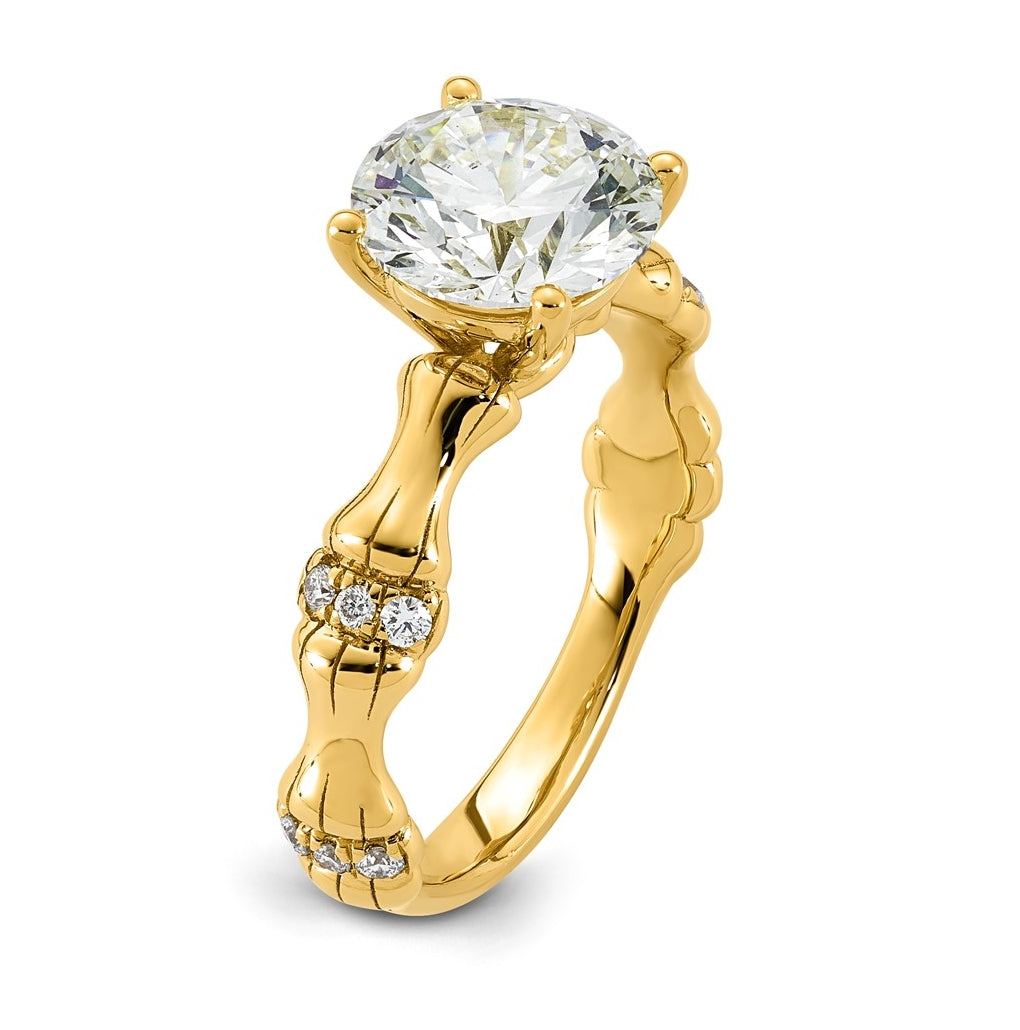 14K Yellow Gold 2 5/8ct Certified Round Center Lab Grown Diamond VS+ F+ Ring