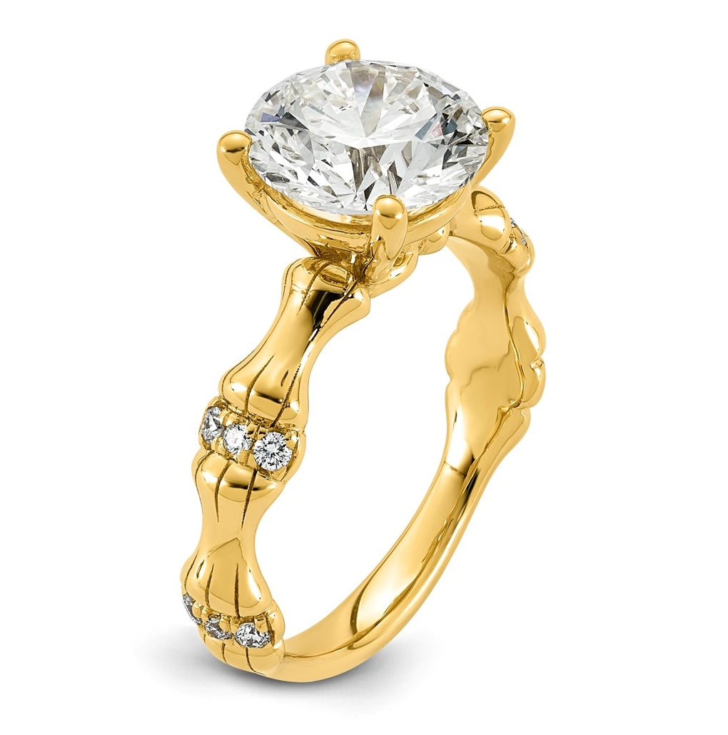 14K Yellow Gold 3 1/8ct Certified Round Center Lab Grown Diamond VS+ F+ Ring