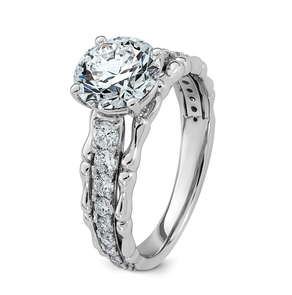 14K White Gold 2 1/2ct Certified Round Center Lab Grown Diamond VS+ F+ Ring
