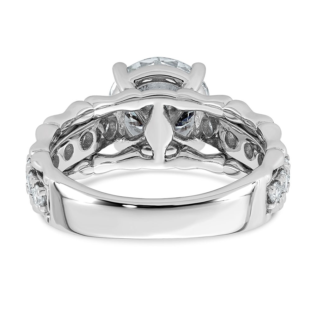 14K White Gold 3 3/8ct Certified Round Center Lab Grown Diamond VS+ F+ Ring
