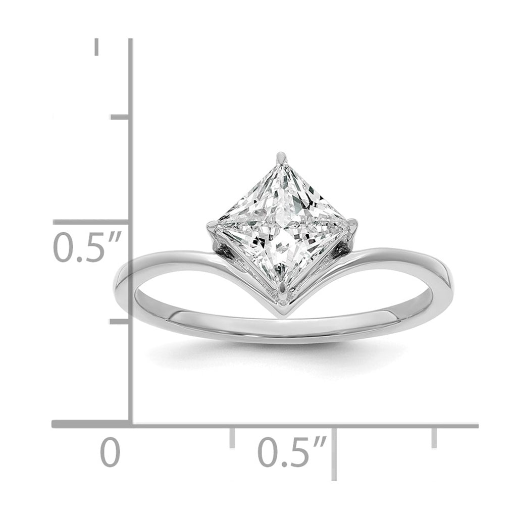 True Origin 14k White Gold 1 carat Lab Grown Diamond VS+ F+ Princess Solitaire Complete Ring