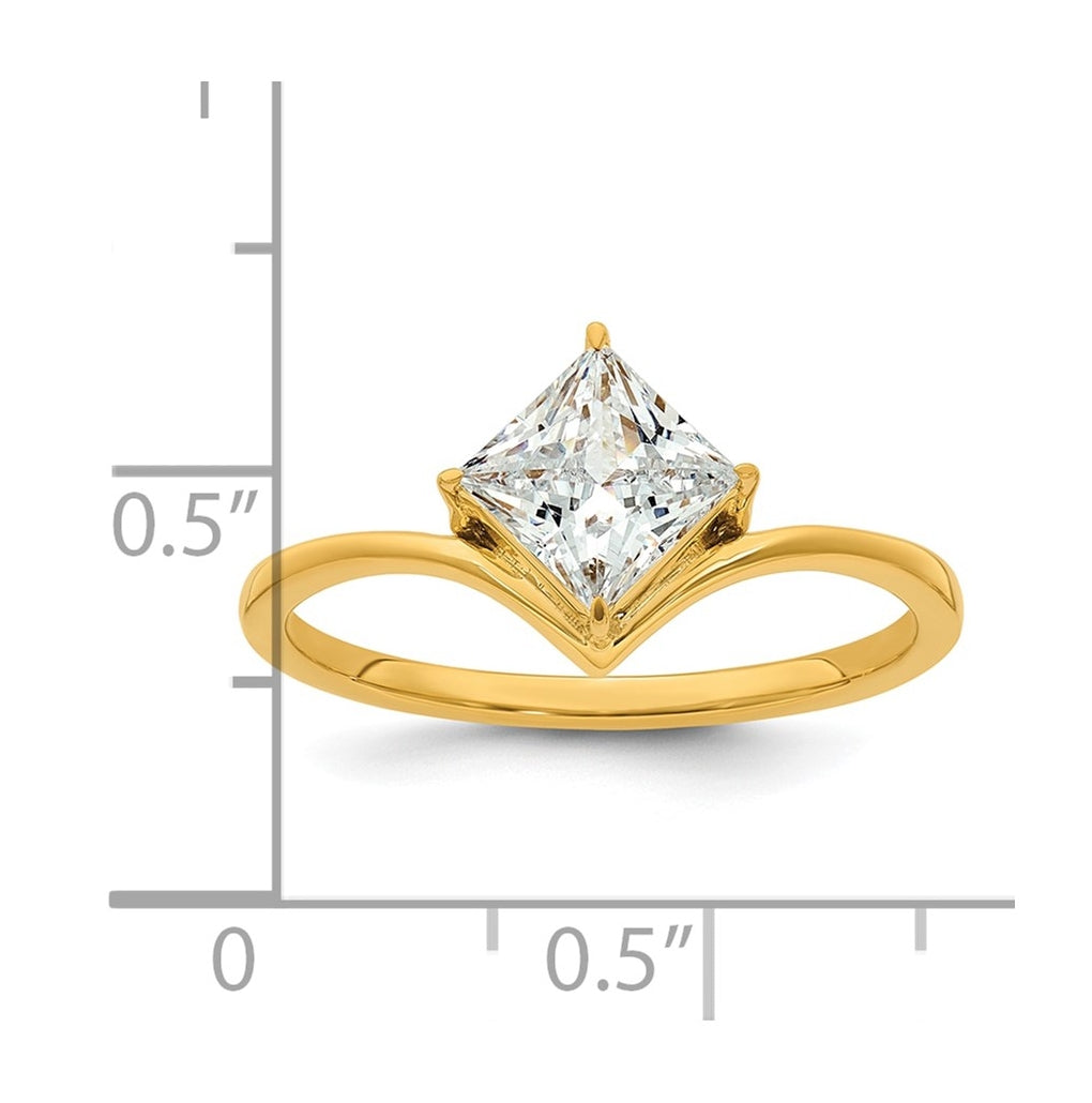 True Origin 14k Yellow Gold 1 carat Lab Grown Diamond VS+ F+ Princess Solitaire Complete Ring