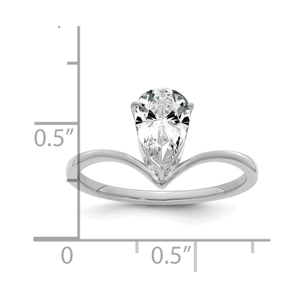 True Origin 14k White Gold 1 carat Lab Grown Diamond VS+ F+ Pear Solitaire Complete Ring