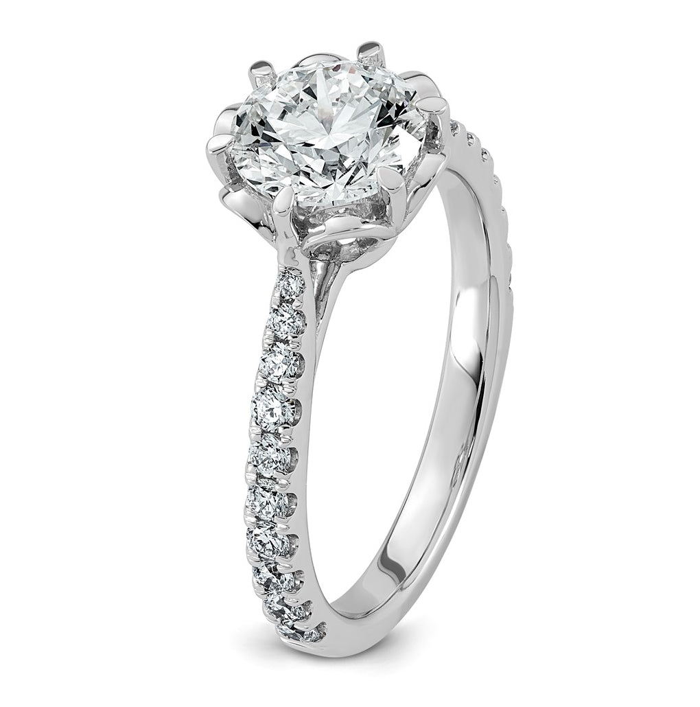 14K White Gold 1 7/8ct Certified Round Center Lab Grown Diamond VS+ F+ 6-Prong Ring