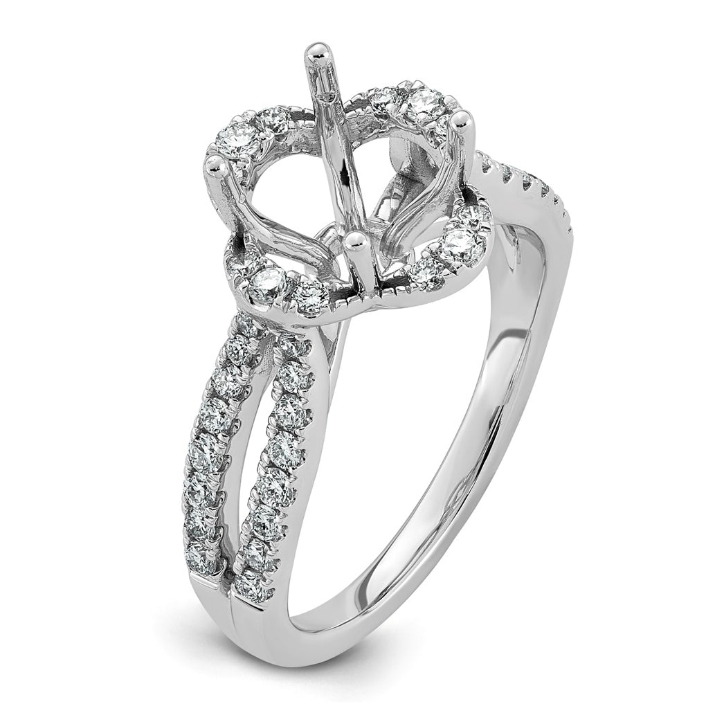 14K White Gold 1/2ct Lab Grown Diamond VS+ F+ Round Center Semi Eng Ring