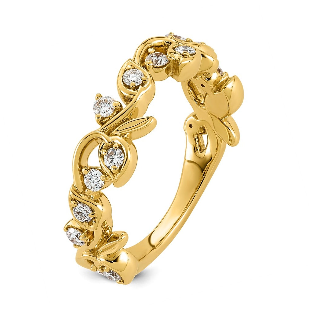 14K Yellow Gold 3/8ct Lab Grown Diamond VS+ F+ Fancy Band