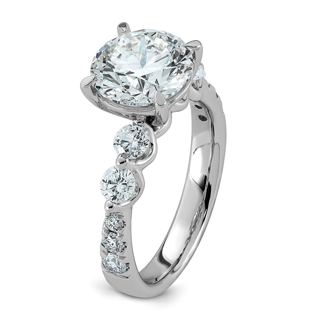 14K White Gold 3 7/8ct Certified Rd Ctr Lab Grown Diamond VS+ F+ w/ Round Sides Comp. Eng