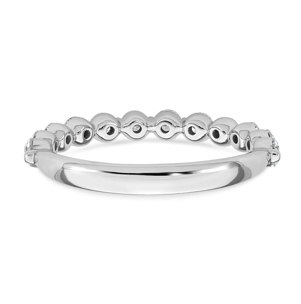 14K White Gold 3/4ct Lab Grown Diamond VS+ F+ Round Shape Stones Wedding Band