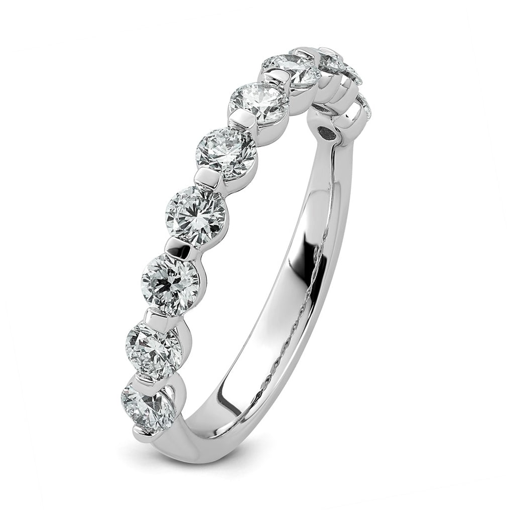 14K White Gold 1ct Lab Grown Diamond VS+ F+ Round Shape Stones Wedding Band